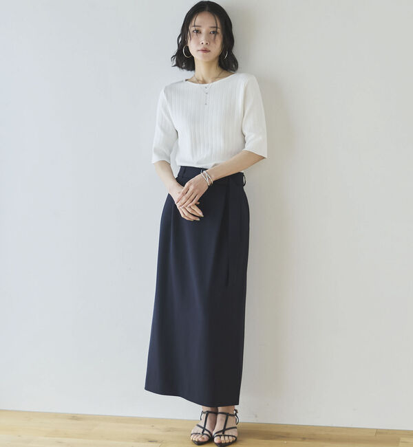 Doux archives「針抜き編み五分袖ニットトップス」|ニット・セーター|