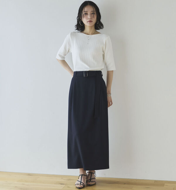 Doux archives「針抜き編み五分袖ニットトップス」|ニット・セーター|