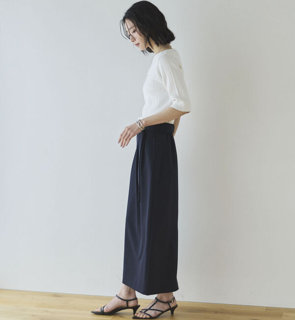 Doux archives「針抜き編み五分袖ニットトップス」|ニット・セーター|