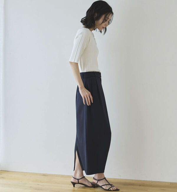 Doux archives「針抜き編み五分袖ニットトップス」|ニット・セーター|