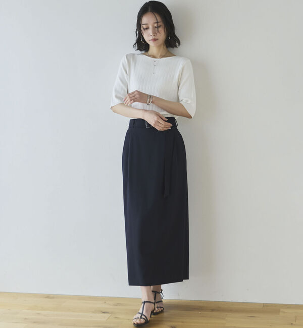 Doux archives「針抜き編み五分袖ニットトップス」|ニット・セーター|