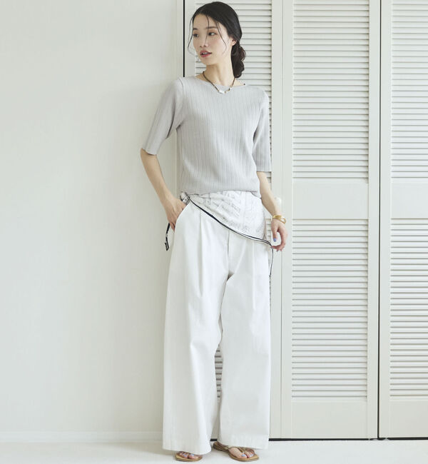 Doux archives「針抜き編み五分袖ニットトップス」|ニット・セーター|