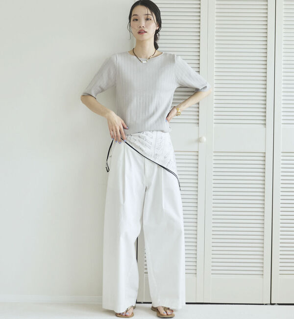 Doux archives「針抜き編み五分袖ニットトップス」|ニット・セーター|