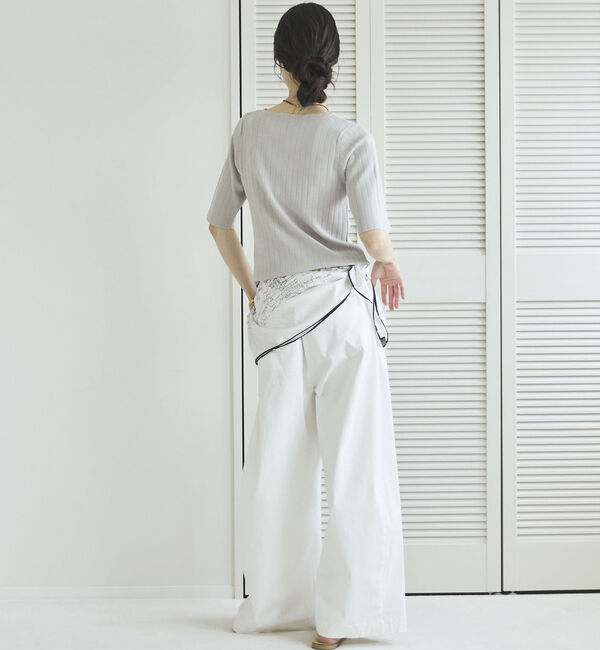 Doux archives「針抜き編み五分袖ニットトップス」|ニット・セーター|