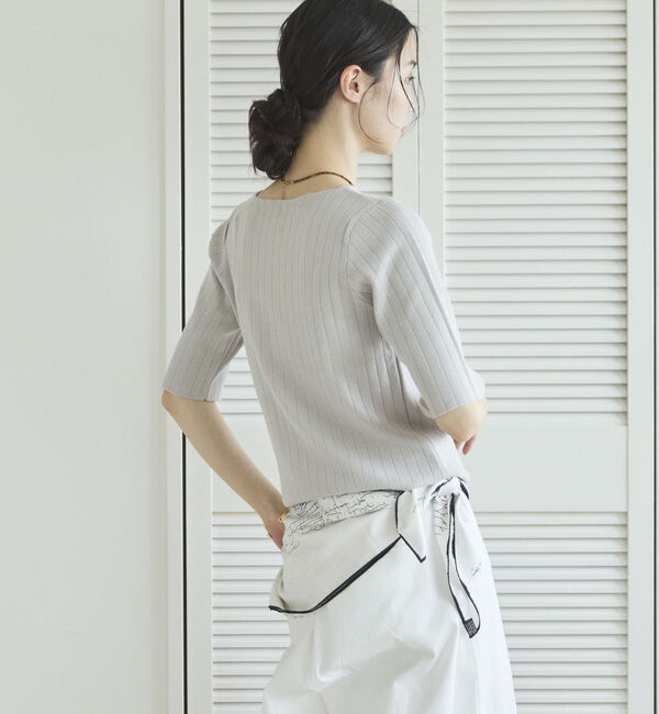 Doux archives「針抜き編み五分袖ニットトップス」|ニット・セーター|