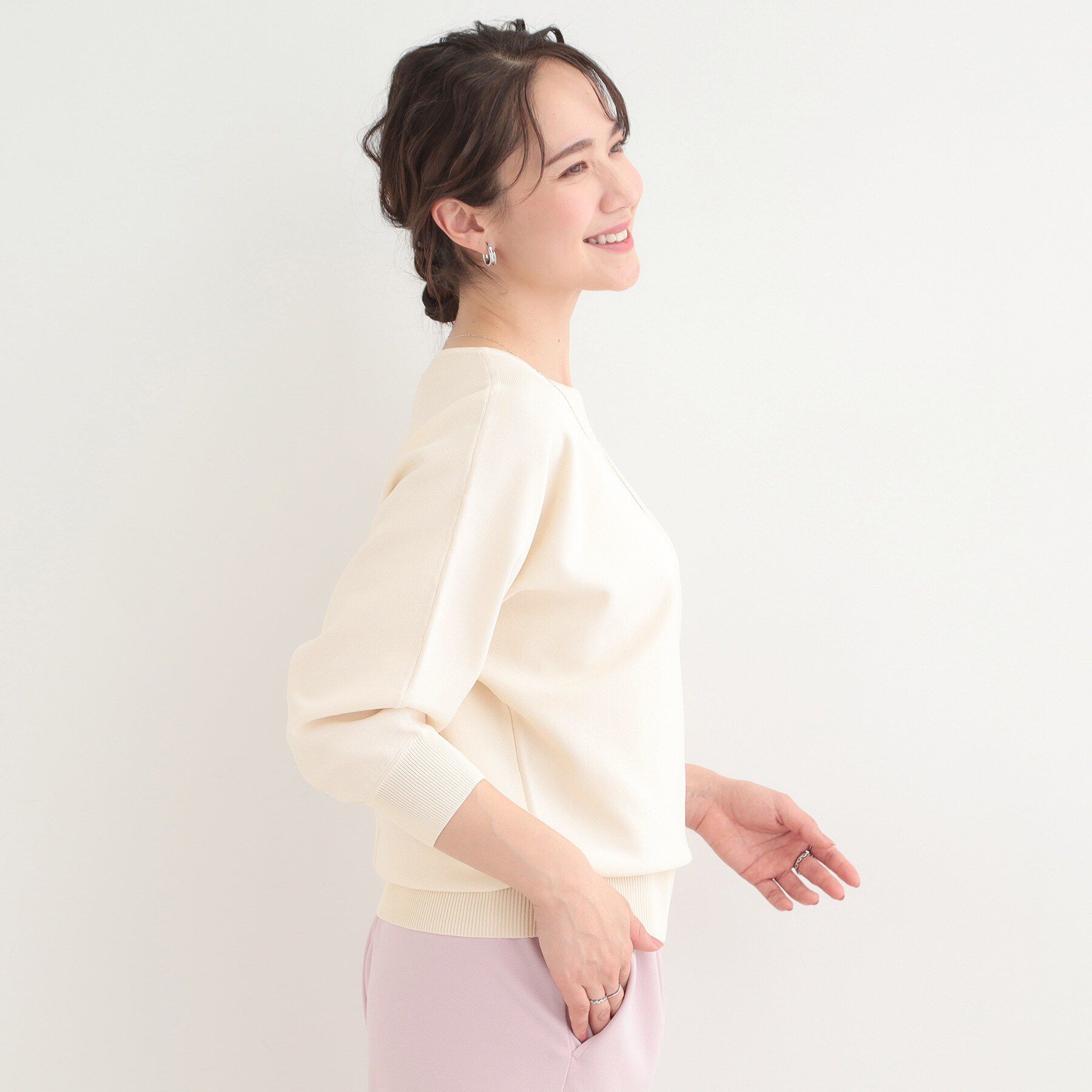 SHOO･LA･RUE「【洗える】軽やかでさらっとしたタッチ すっきり見えドルマンニット」|ニット・セーター|