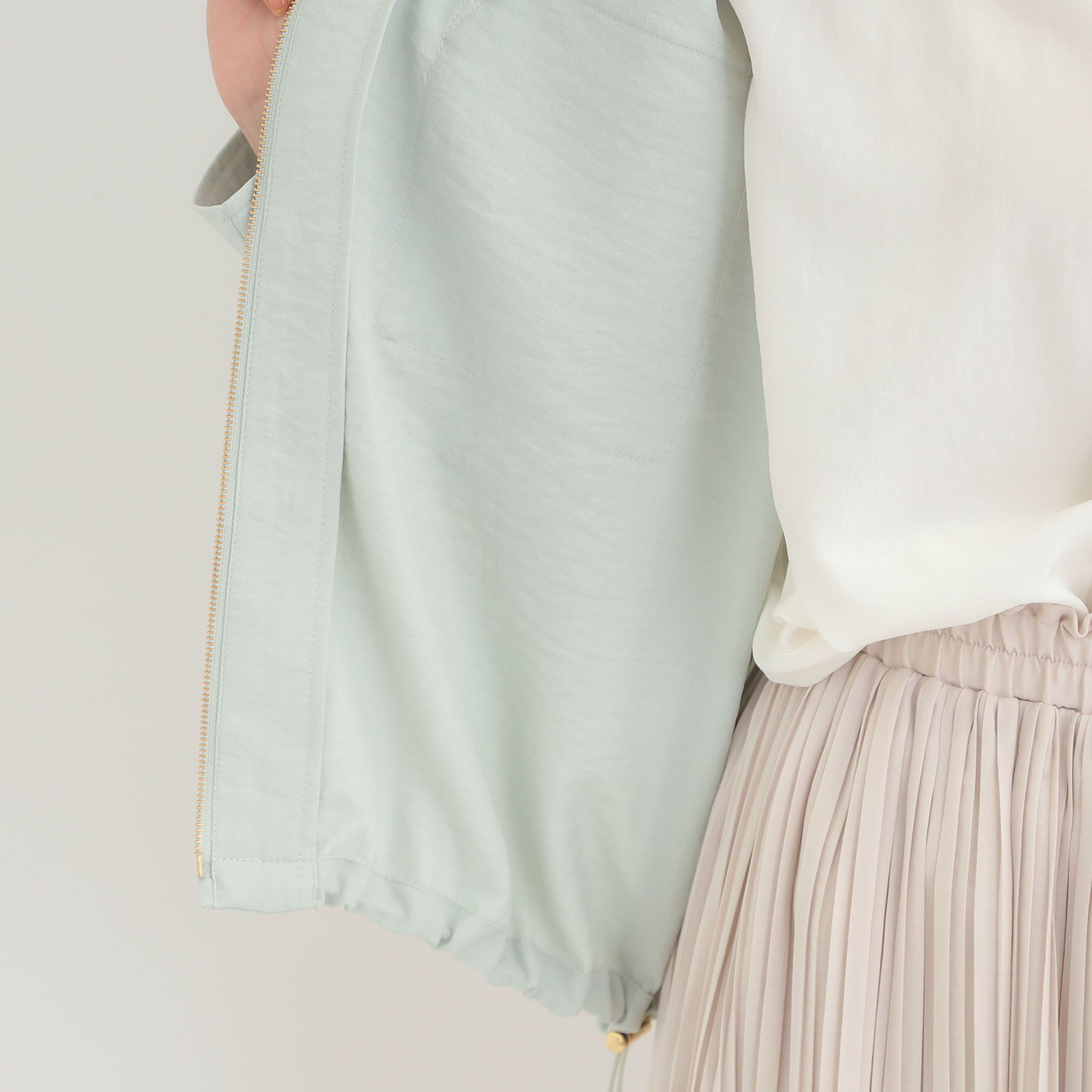 SHOO･LA･RUE「【S-LL】サッと羽織れてきれい　フラップポケットノーカラーブルゾン」|ブルゾン・スタジャン|