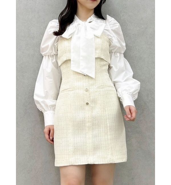 dazzlin「【セットアップ対応】レイヤードツイードミニキャミワンピース」|ワンピース|