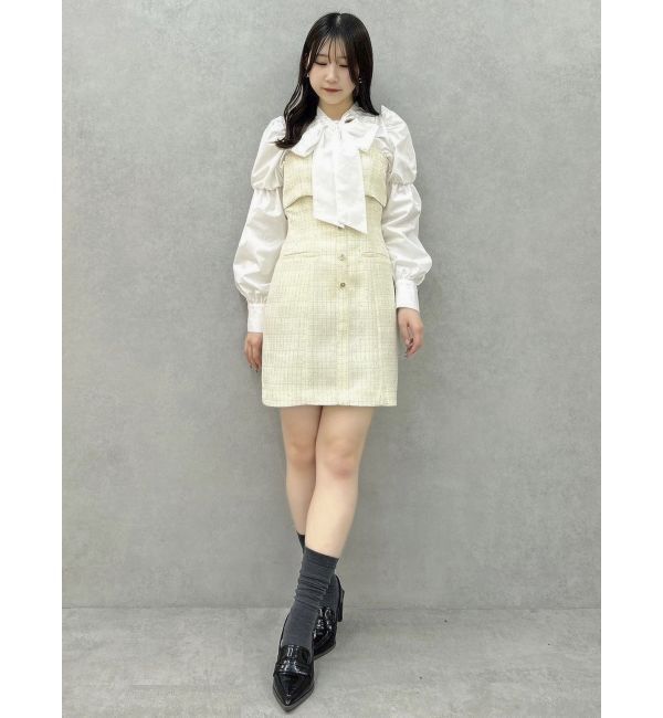dazzlin「【セットアップ対応】レイヤードツイードミニキャミワンピース」|ワンピース|