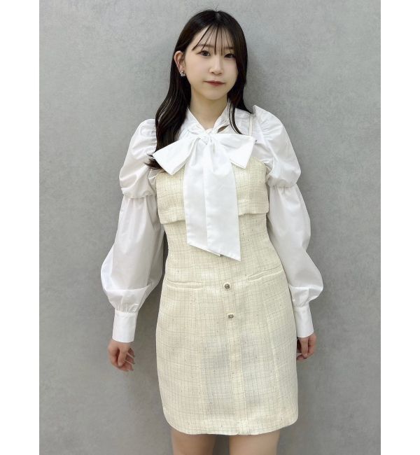 dazzlin「【セットアップ対応】レイヤードツイードミニキャミワンピース」|ワンピース|