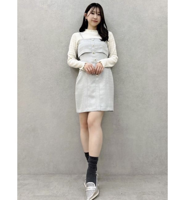 dazzlin「【セットアップ対応】レイヤードツイードミニキャミワンピース」|ワンピース|