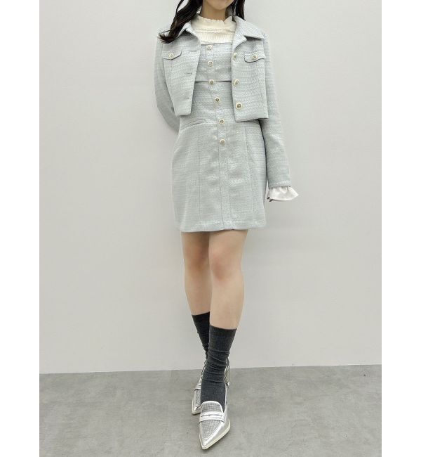 dazzlin「【セットアップ対応】レイヤードツイードミニキャミワンピース」|ワンピース|