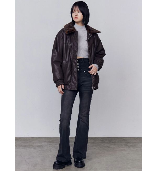 EMODA「フェイクレザーブルゾン」|ブルゾン・スタジャン|