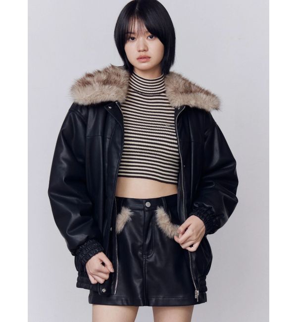 EMODA「フェイクレザーブルゾン」|ブルゾン・スタジャン|