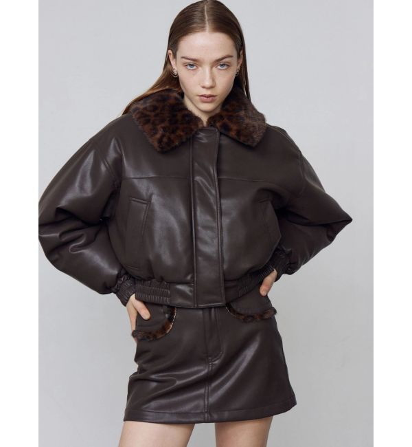 EMODA「フェイクレザーブルゾン」|ブルゾン・スタジャン|ブラウン