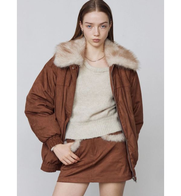 EMODA「フェイクレザーブルゾン」|ブルゾン・スタジャン|ベージュ