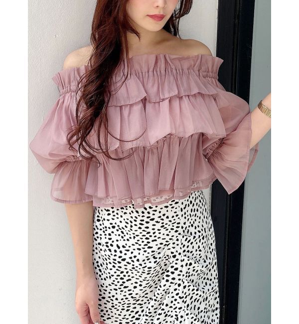 MERCURYDUO「オフショル2WAYティアードブラウス」|シャツ・ブラウス|ピンク