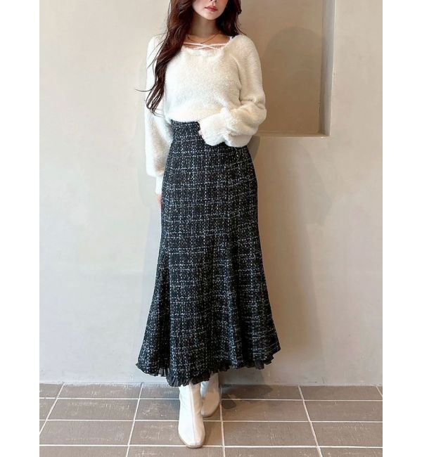 MERCURYDUO「オリジナルツイードスソプリーツマーメイドスカート」|スカート|