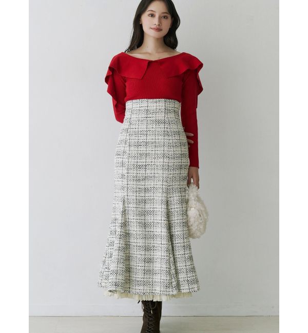 MERCURYDUO「オリジナルツイードスソプリーツマーメイドスカート」|スカート|