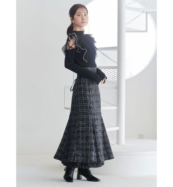 MERCURYDUO「オリジナルツイードスソプリーツマーメイドスカート」|スカート|