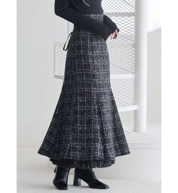 MERCURYDUO「オリジナルツイードスソプリーツマーメイドスカート」|スカート|ブラック