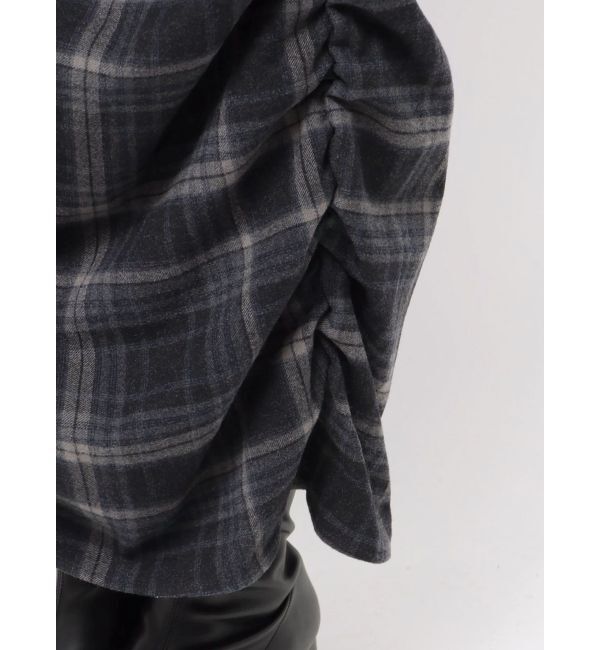 Ungrid「シャーリングデザインチェックワンピース」|ワンピース|