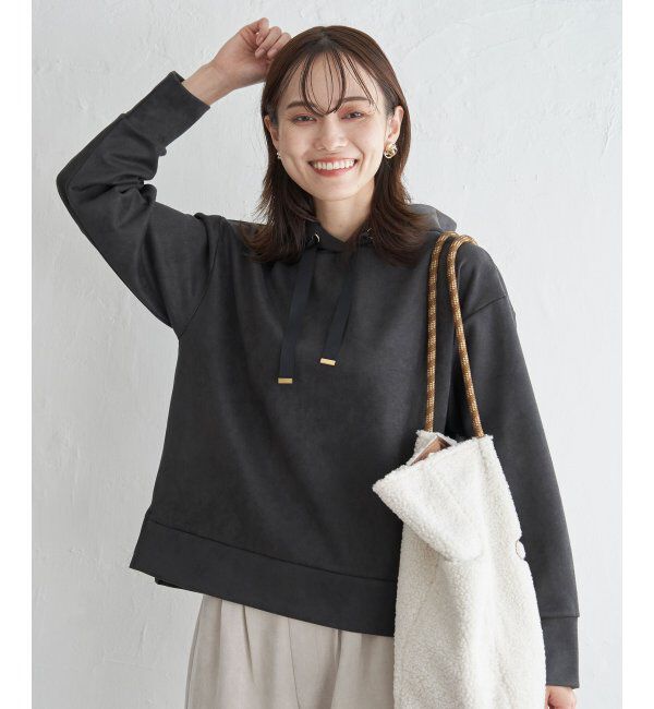 ikka「GOKU楽フェイクスエードフードパーカー」|パーカー|