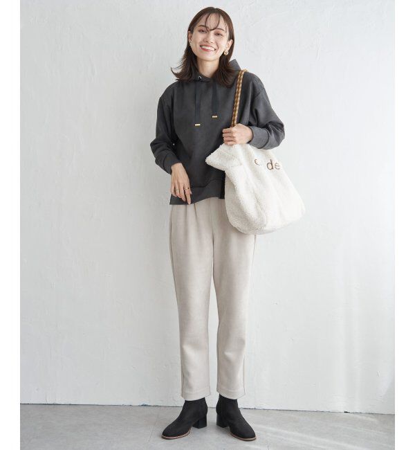 ikka「GOKU楽フェイクスエードフードパーカー」|パーカー|