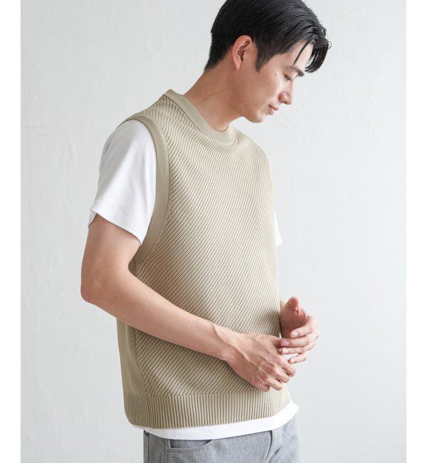 ikka「GOKU楽ニットカルゼベスト」|ニット・セーター|ベージュ