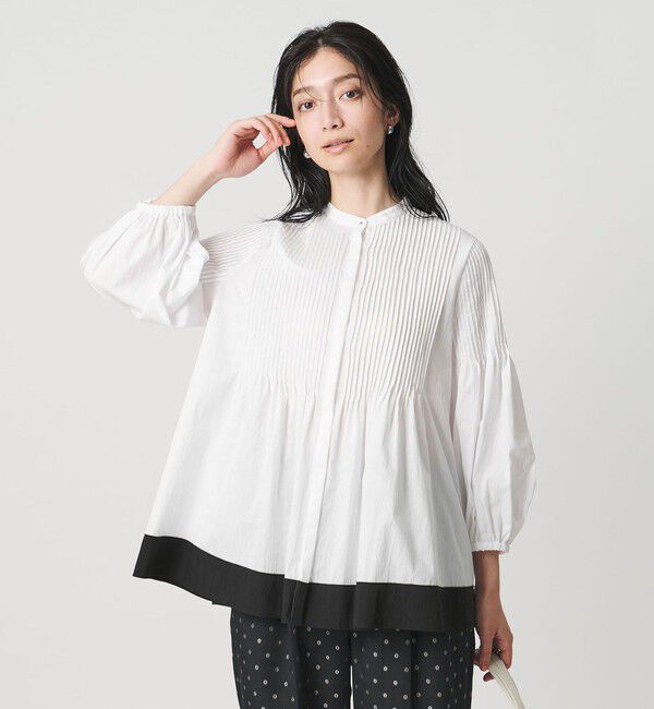 UNITED ARROWS「ピンタック バンドカラー ブラウス」|シャツ・ブラウス|