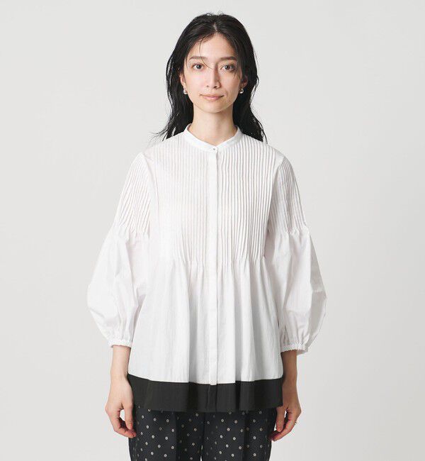 UNITED ARROWS「ピンタック バンドカラー ブラウス」|シャツ・ブラウス|