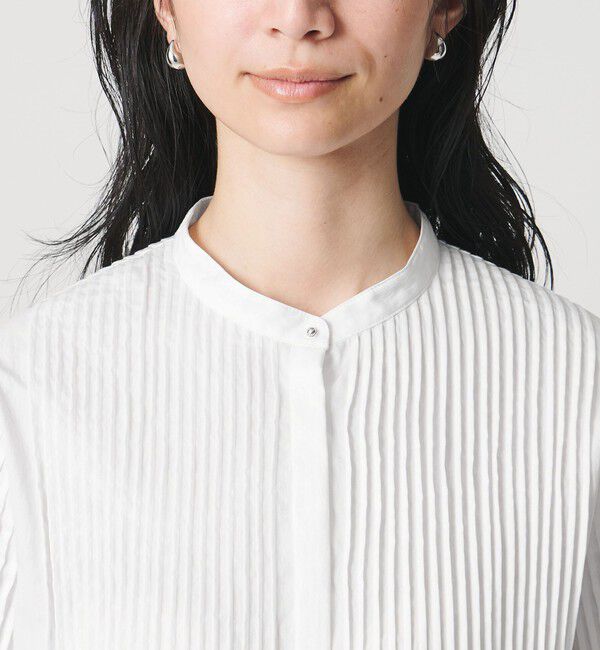 UNITED ARROWS「ピンタック バンドカラー ブラウス」|シャツ・ブラウス|