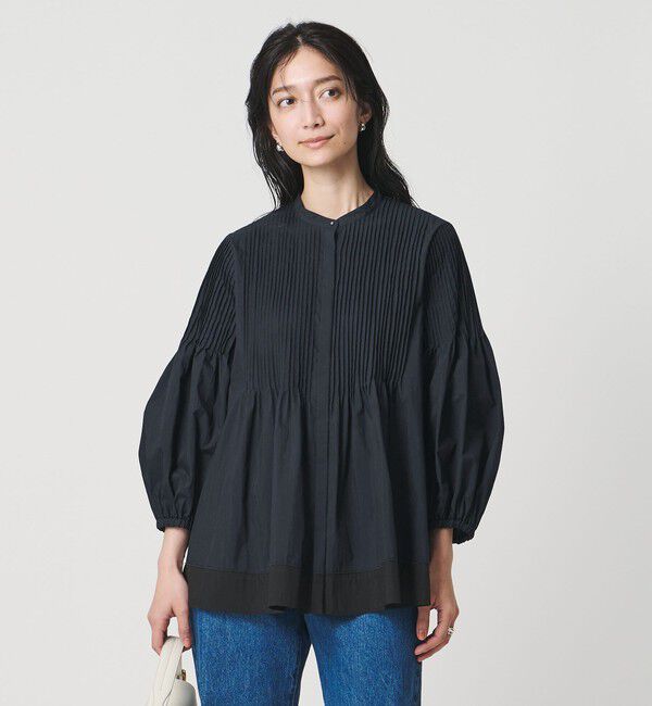UNITED ARROWS「ピンタック バンドカラー ブラウス」|シャツ・ブラウス|