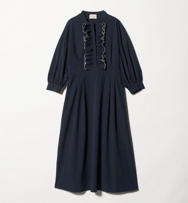 UNITED ARROWS「メロー フリル ワンピース ‐防しわ 吸水速乾 UVカット 遮熱性 接触冷感 ウォッシャブル‐」|ワンピース|NAVY