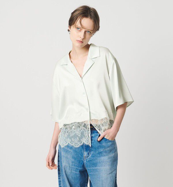 AEWEN MATOPH「＜AEWEN MATOPH＞サテンレース コンビブラウス」|シャツ・ブラウス|LIME