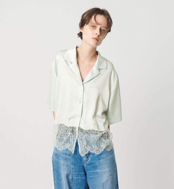 AEWEN MATOPH「＜AEWEN MATOPH＞サテンレース コンビブラウス」|シャツ・ブラウス|