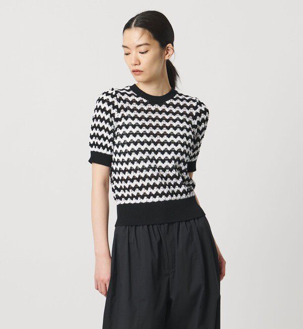 AEWEN MATOPH「＜AEWEN MATOPH＞シェプロンストライプショートスリーブニット ウォッシャブル」|ニット・セーター|
