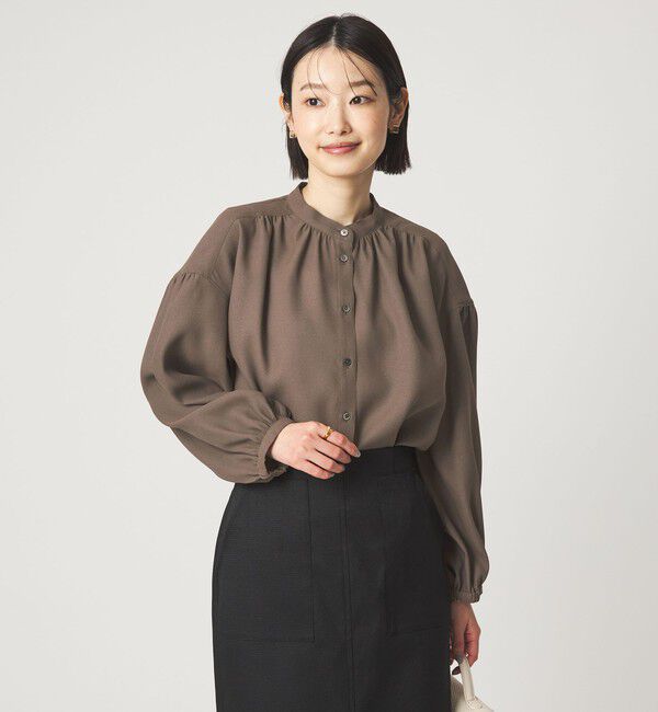 UNITED ARROWS green label relaxing「袖ボリューム ギャザー ブラウス マシンウォッシャブル 通気性」|シャツ・ブラウス|MD.BROWN