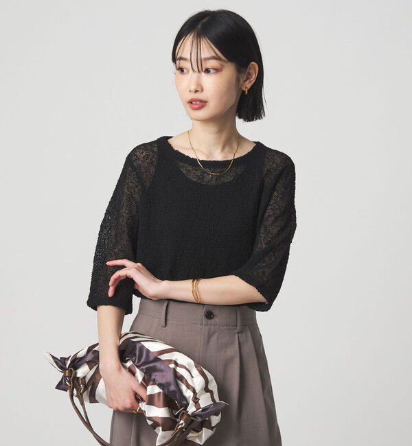 UNITED ARROWS green label relaxing「ノットヤーン ショートスリーブ プルオーバー ウォッシャブル」|ニット・セーター|