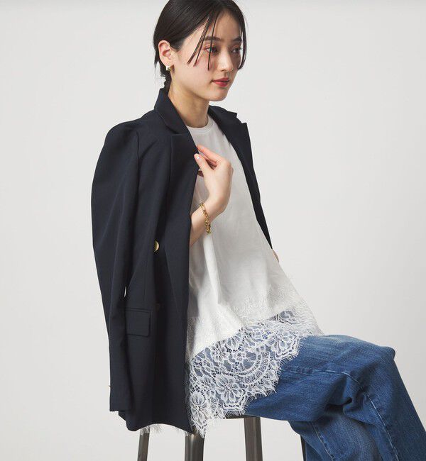 UNITED ARROWS green label relaxing「スソ レース プルオーバー カットソー」|Tシャツ・カットソー|OFF WHITE