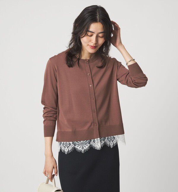 UNITED ARROWS green label relaxing「裾レース ドッキング ニット カーディガン」|カーディガン|MD.BROWN