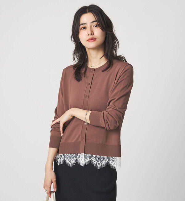 UNITED ARROWS green label relaxing「裾レース ドッキング ニット カーディガン」|カーディガン|