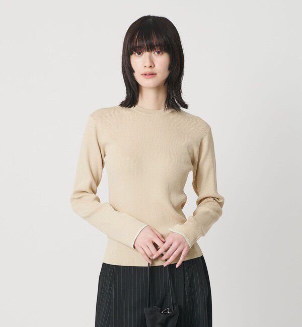 BEAUTY&YOUTH UNITED ARROWS「コットンブレンド リブライン ニットプルオーバー ウォッシャブル」|ニット・セーター|BEIGE