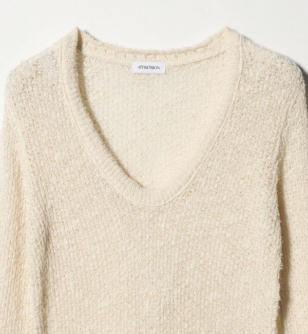 ATTISESSION「＜ATTISESSION＞メッシュ Uネック ニット トップス」|ニット・セーター|
