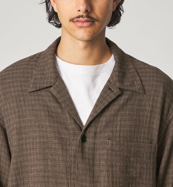 STEVEN ALAN「＜Steven Alan＞ コットンメッシュ チェック オープンカラー オーバー シャツ」|シャツ・ブラウス|