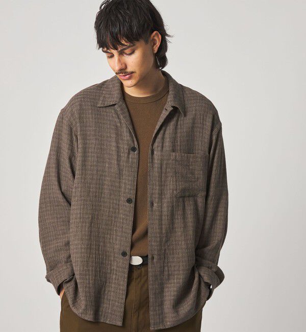STEVEN ALAN「＜Steven Alan＞ コットンメッシュ チェック オープンカラー オーバー シャツ」|シャツ・ブラウス|