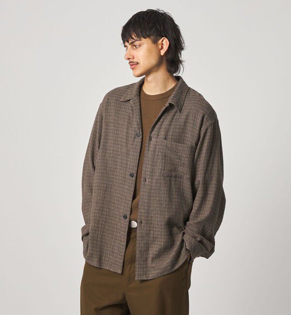 STEVEN ALAN「＜Steven Alan＞ コットンメッシュ チェック オープンカラー オーバー シャツ」|シャツ・ブラウス|
