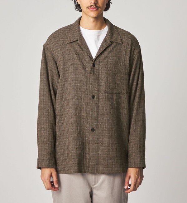STEVEN ALAN「＜Steven Alan＞ コットンメッシュ チェック オープンカラー オーバー シャツ」|シャツ・ブラウス|