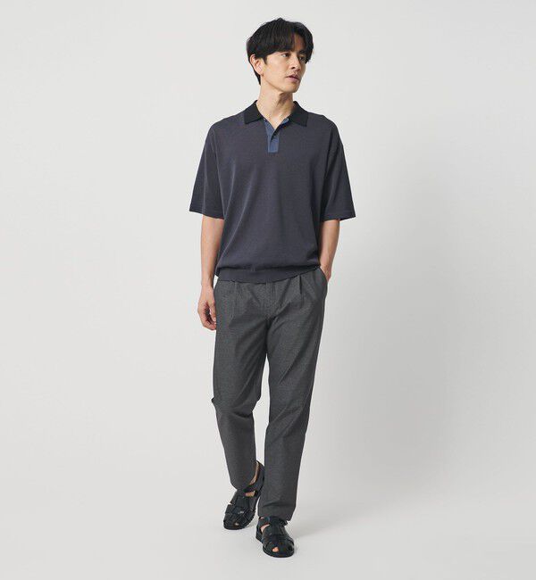 BEAUTY&YOUTH UNITED ARROWS「スラブ １プリーツ イージー テーパード パンツ NO.5 ストレッチ 撥水 UVカット 」|チノ|