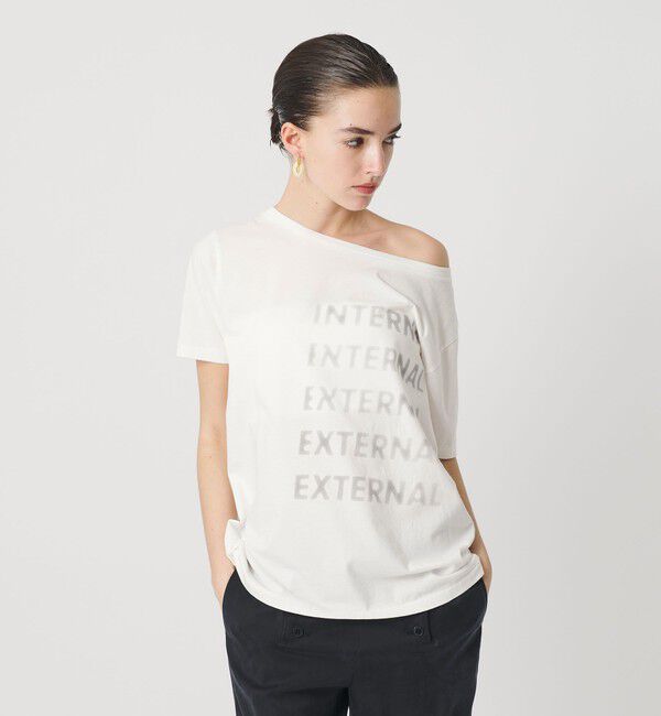 ATTISESSION「＜ATTISESSION＞ビック オフショルダー Tシャツ」|Tシャツ・カットソー|WHITE